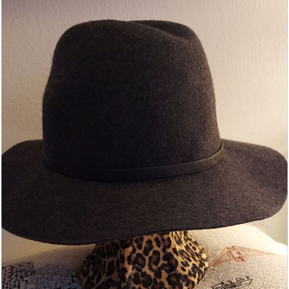 Banana Republic Wool Fedora Hat Dark Grey - Picture 6 of 7